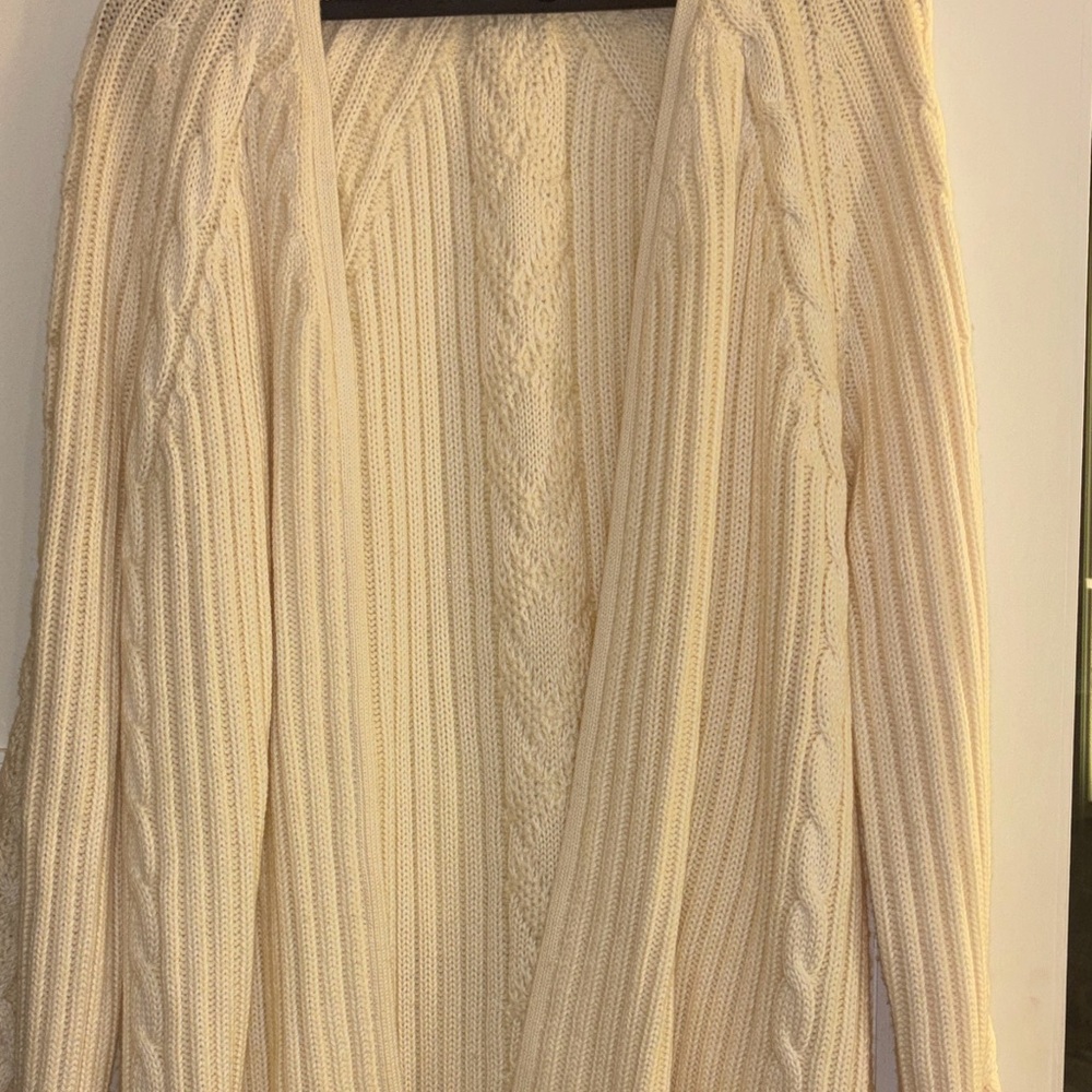 Rag And Bone Ecru Colored Cable Knit Sweater Open Faced Size Medium Gorgeous